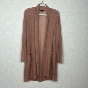 Eileen Fisher Salmon Pink Cardigan Knit Mohair Wool Earthy Lightweight Sweater